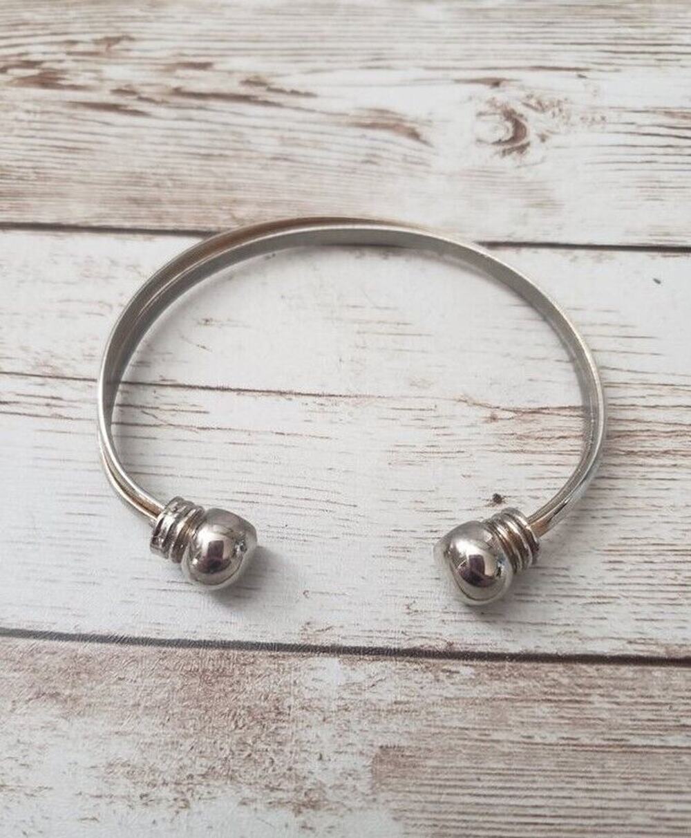Vintage Bracelet / Bangle 6.75" Silver Tone with Some Gold Tone Discoloration